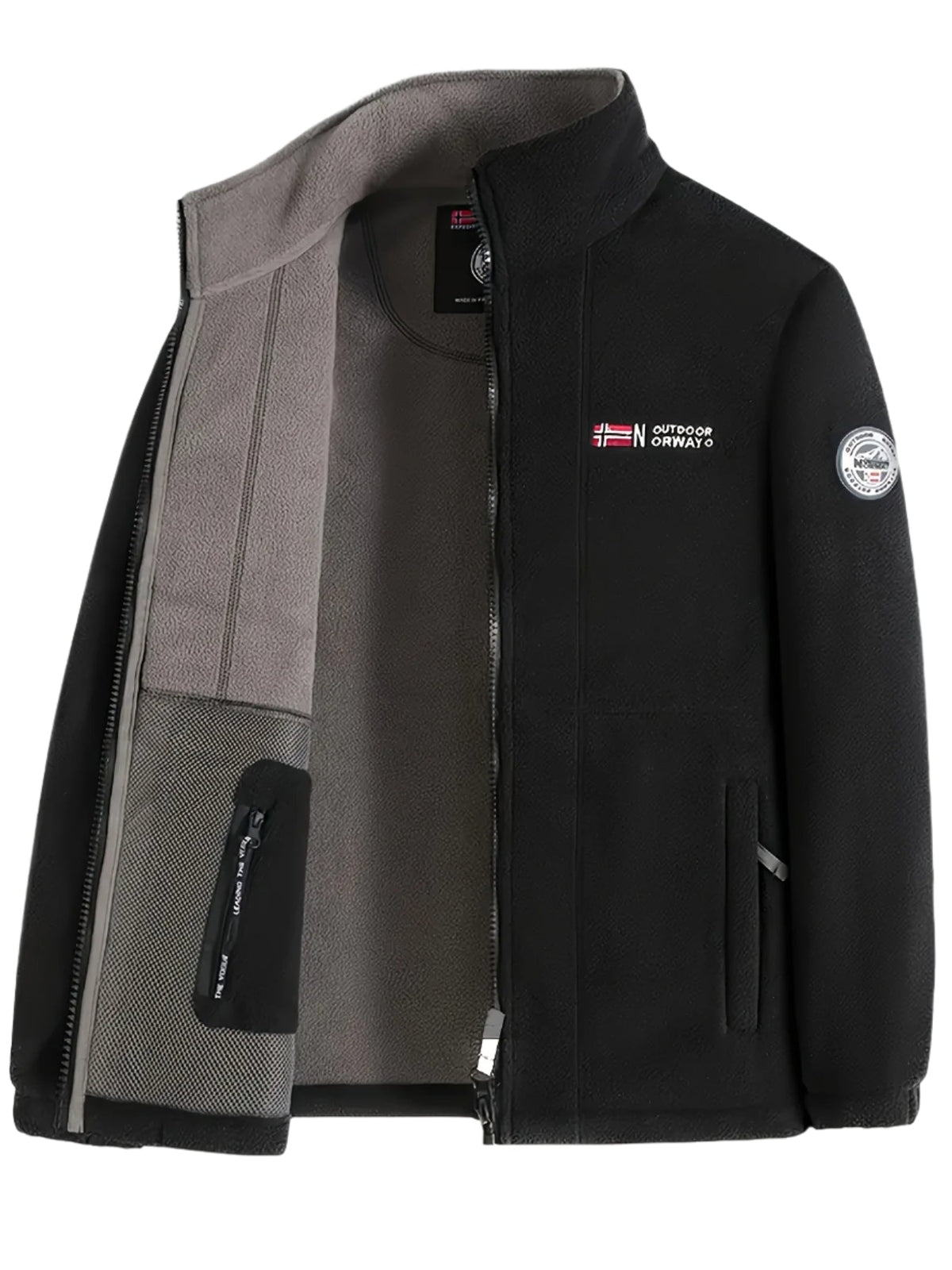 Men's Zip-Up Fleece Jacket with Stand Collar
