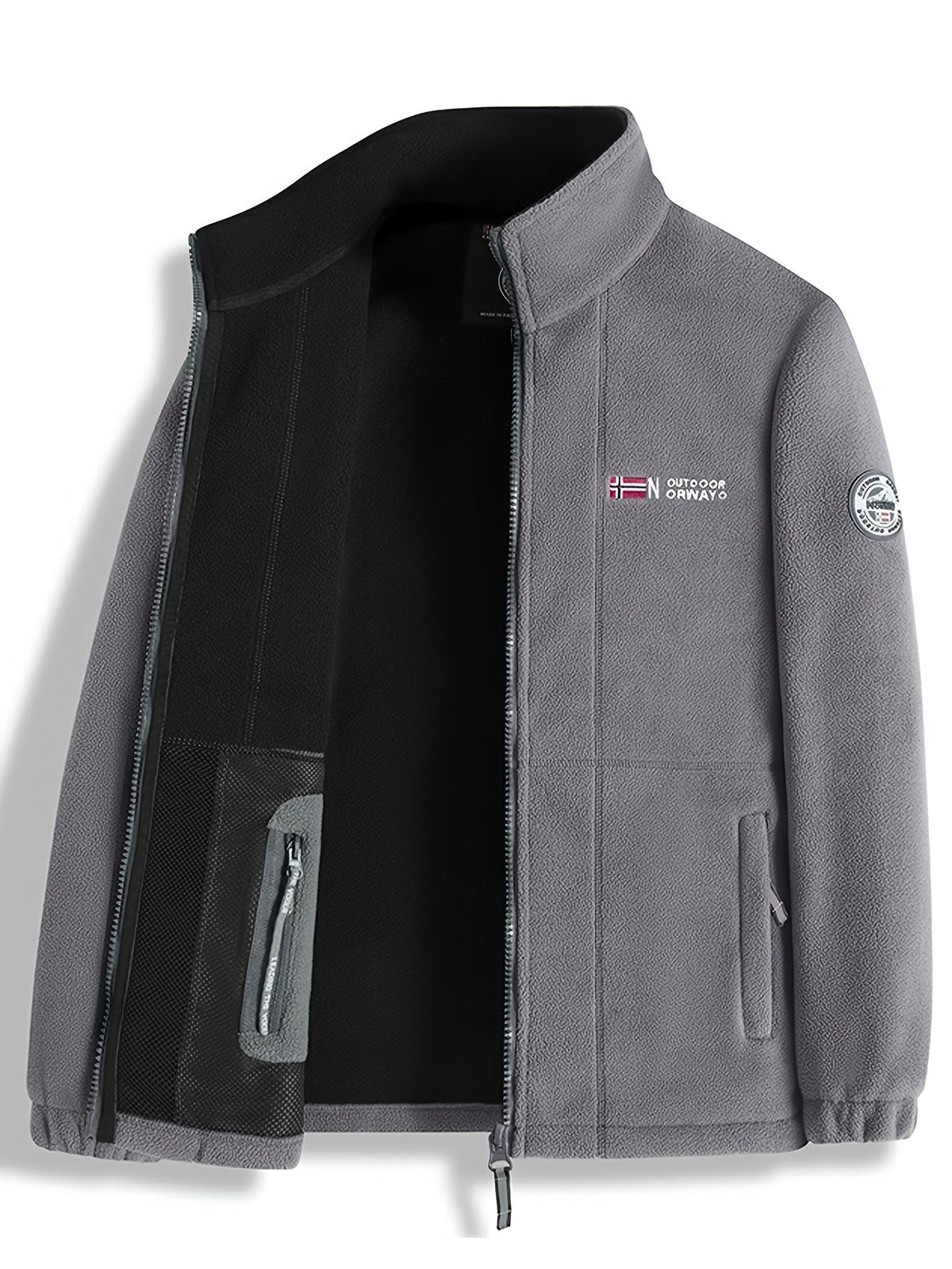 Men's Zip-Up Fleece Jacket with Stand Collar