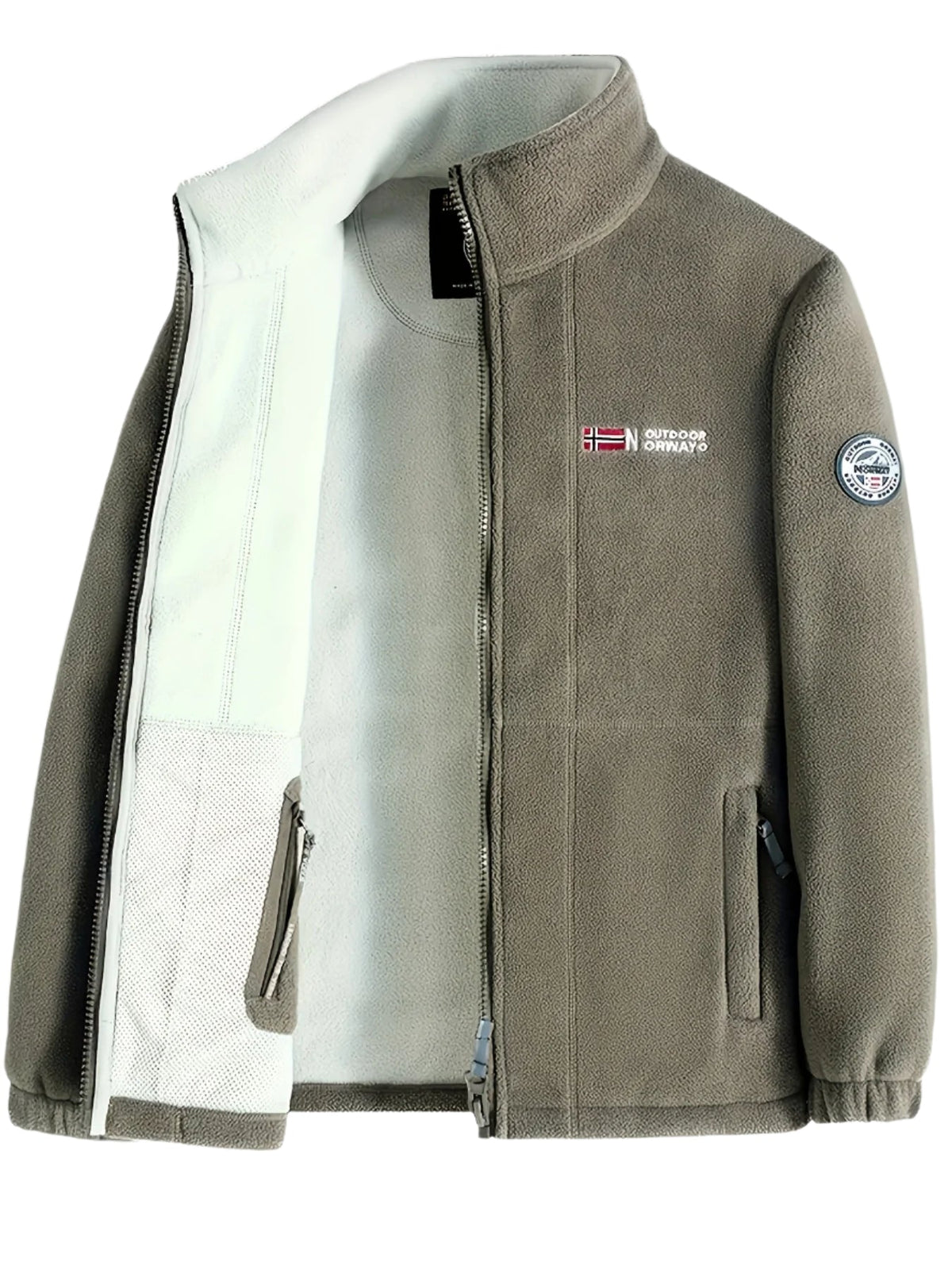 Men's Zip-Up Fleece Jacket with Stand Collar