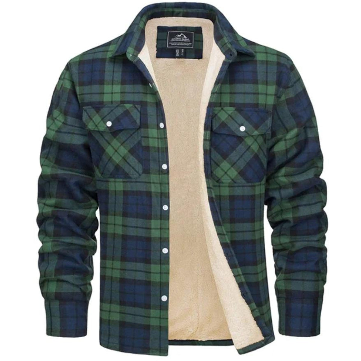 Men's Checked Jacket with Soft Plush Lining and Sturdy Button Closure