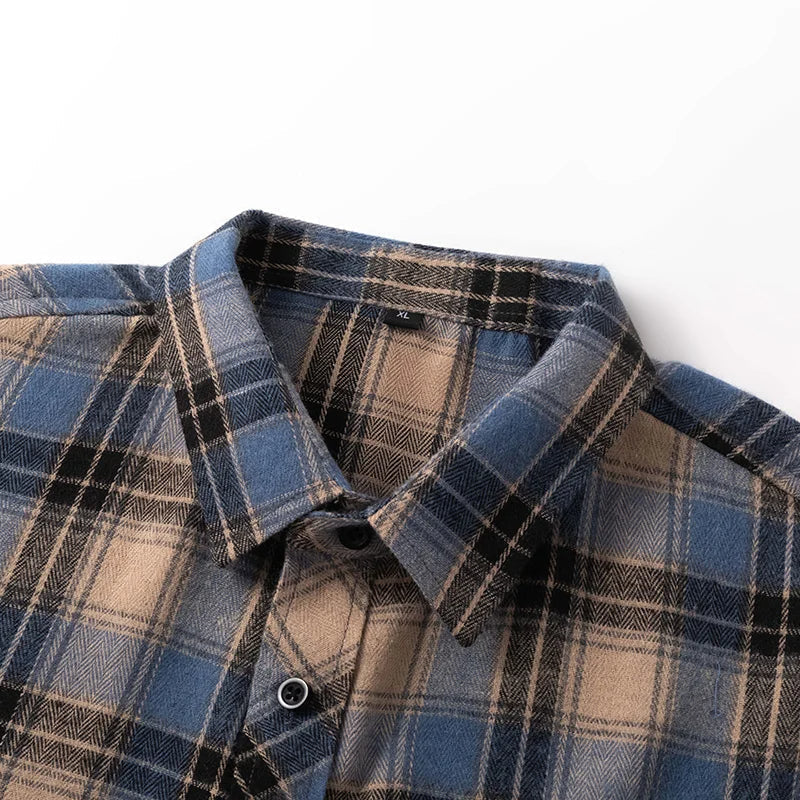 Men's Checked Overshirt Button Closure Casual Summer