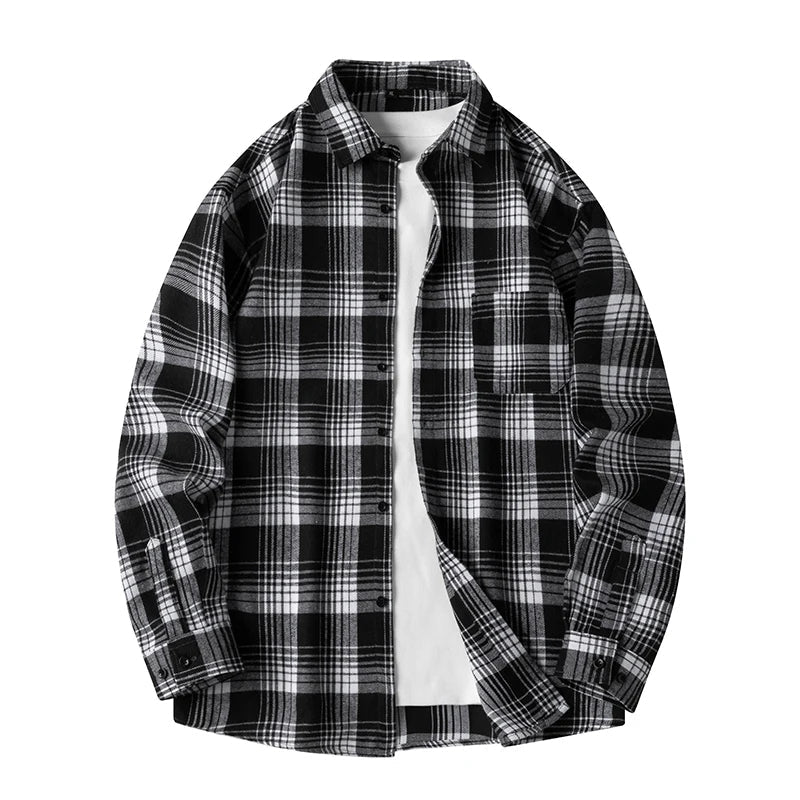 Men's Checked Overshirt Button Closure Casual Summer