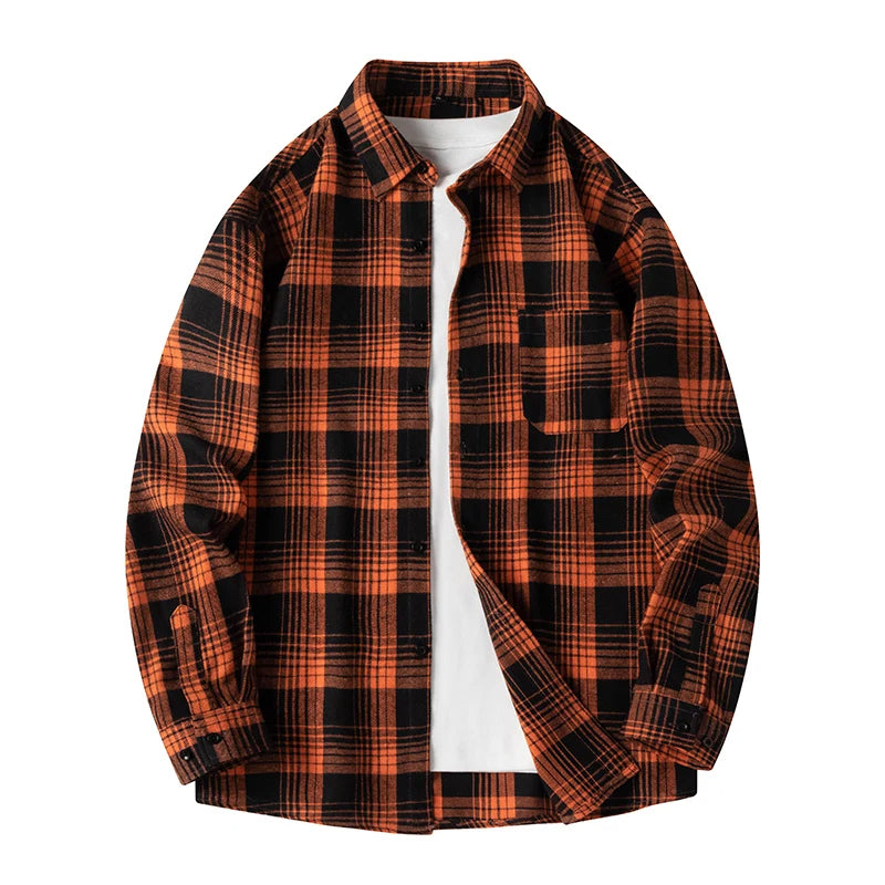 Men's Checked Overshirt Button Closure Casual Summer