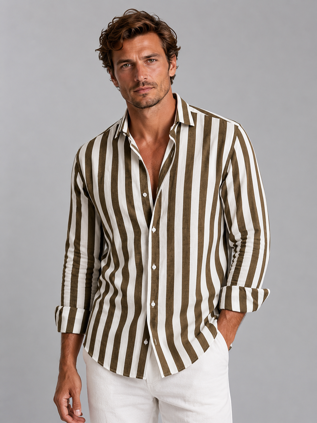 Men's Striped Linen Shirt - Relaxed Summer Fit