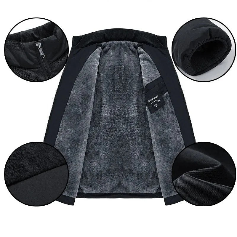 Men's Padded Winter Jacket with Fleece Lining and Contrast Panels