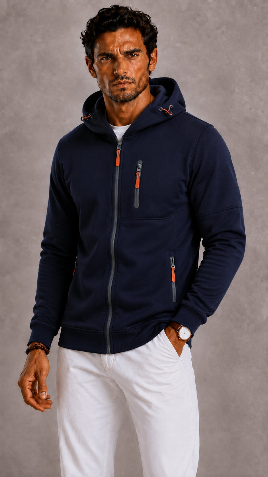 Men's Hoodie with Full Zip and Pockets