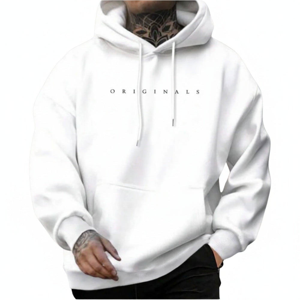 Men's Oversized Hoodie with Hood and Simple Text Design
