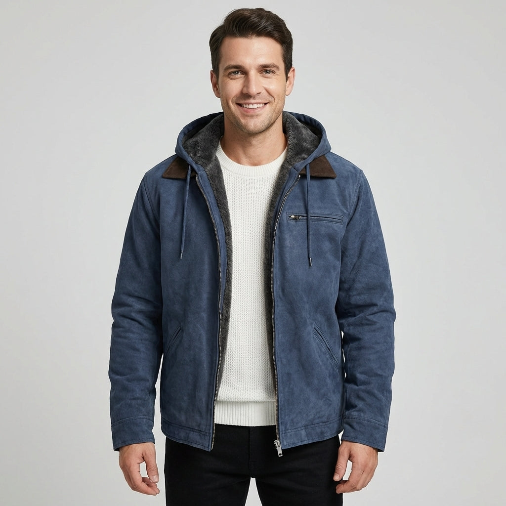 Men's Suede Jacket with Hood for a Stylish Look