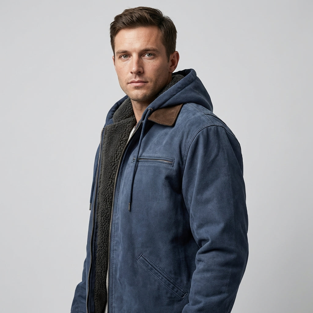 Men's Suede Jacket with Hood for a Stylish Look