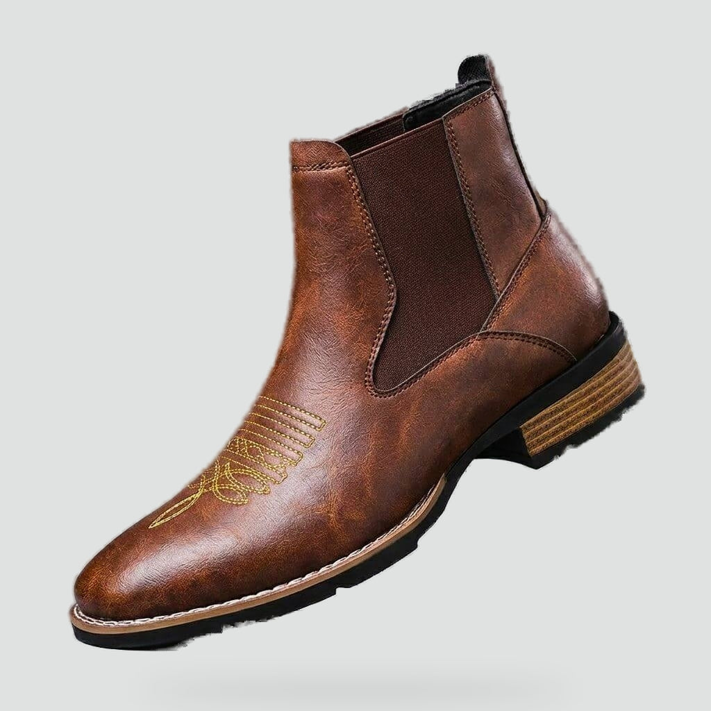 Men's Classic Leather Chelsea Boots with Elastic Inserts