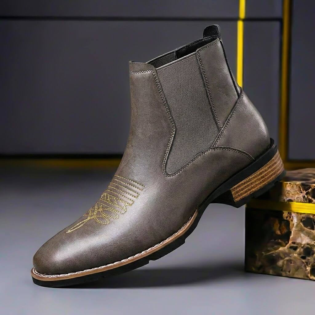 Men's Classic Leather Chelsea Boots with Elastic Inserts