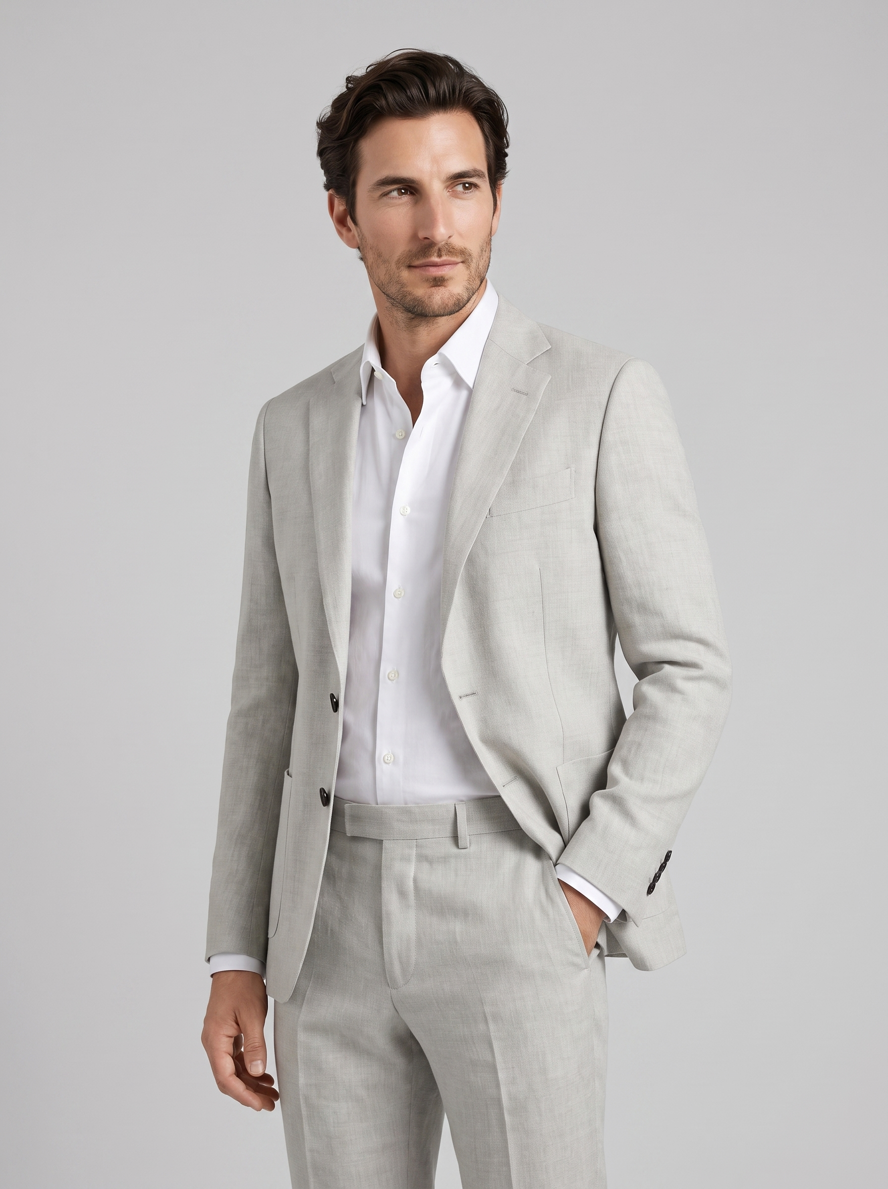 Men's Linen Suit Slim-Fit Wedding