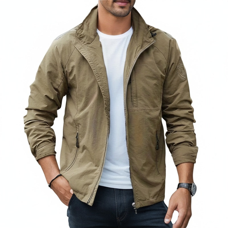 Men's Hooded Outdoor Jacket with Zippered Pockets