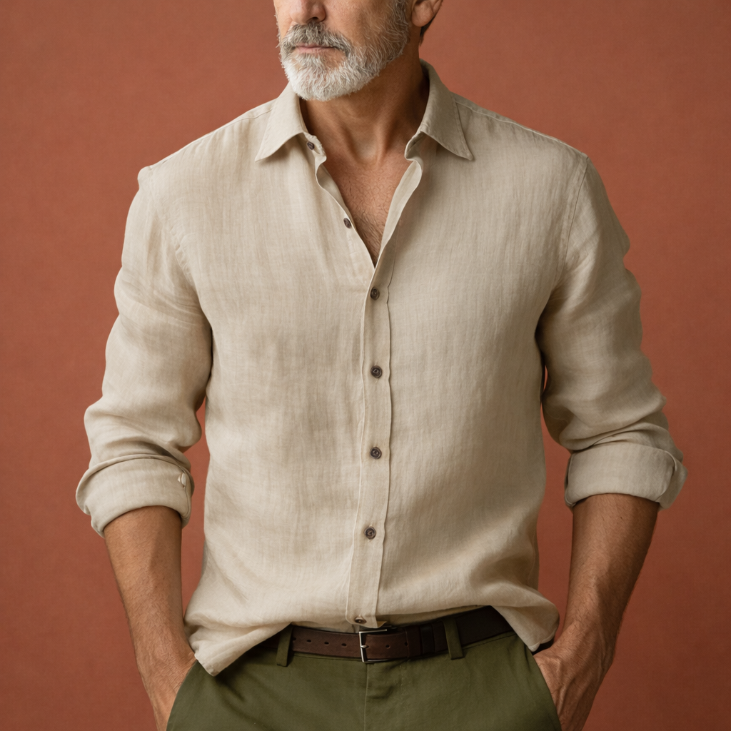Men's Long Sleeve Shirt Relaxed Fit Casual Summer