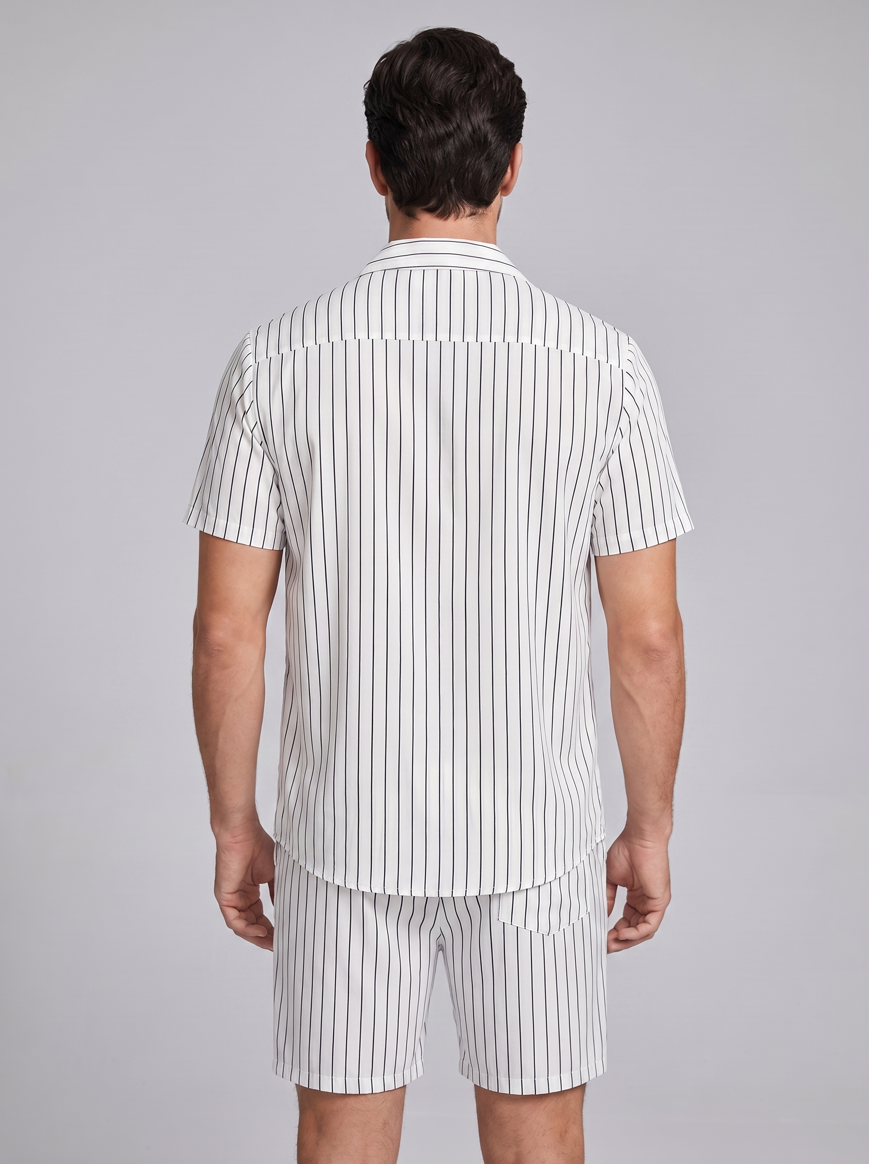 Heren Pinstripe Korte Mouw Co-ord Set Zomer