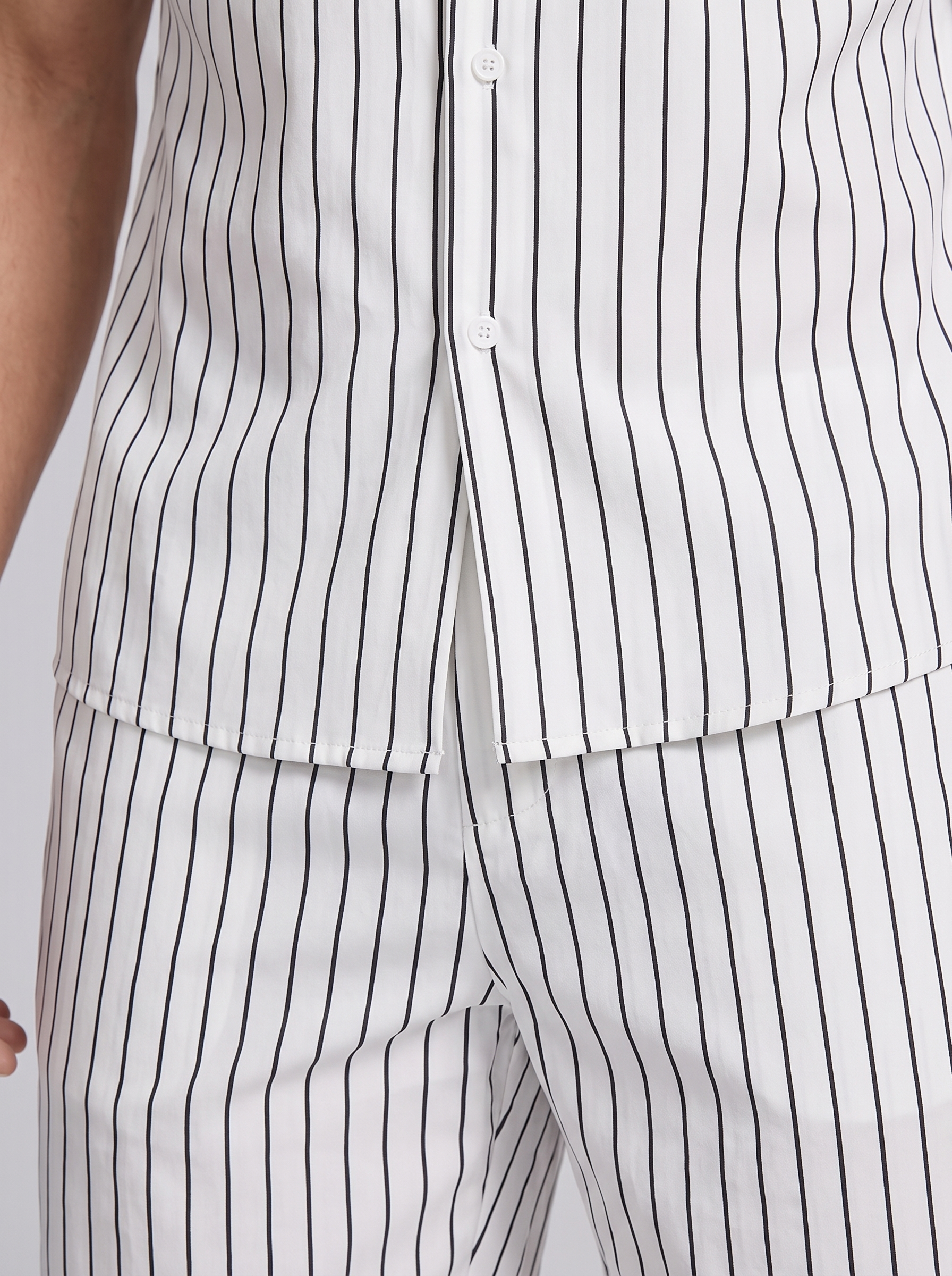 Heren Pinstripe Korte Mouw Co-ord Set Zomer