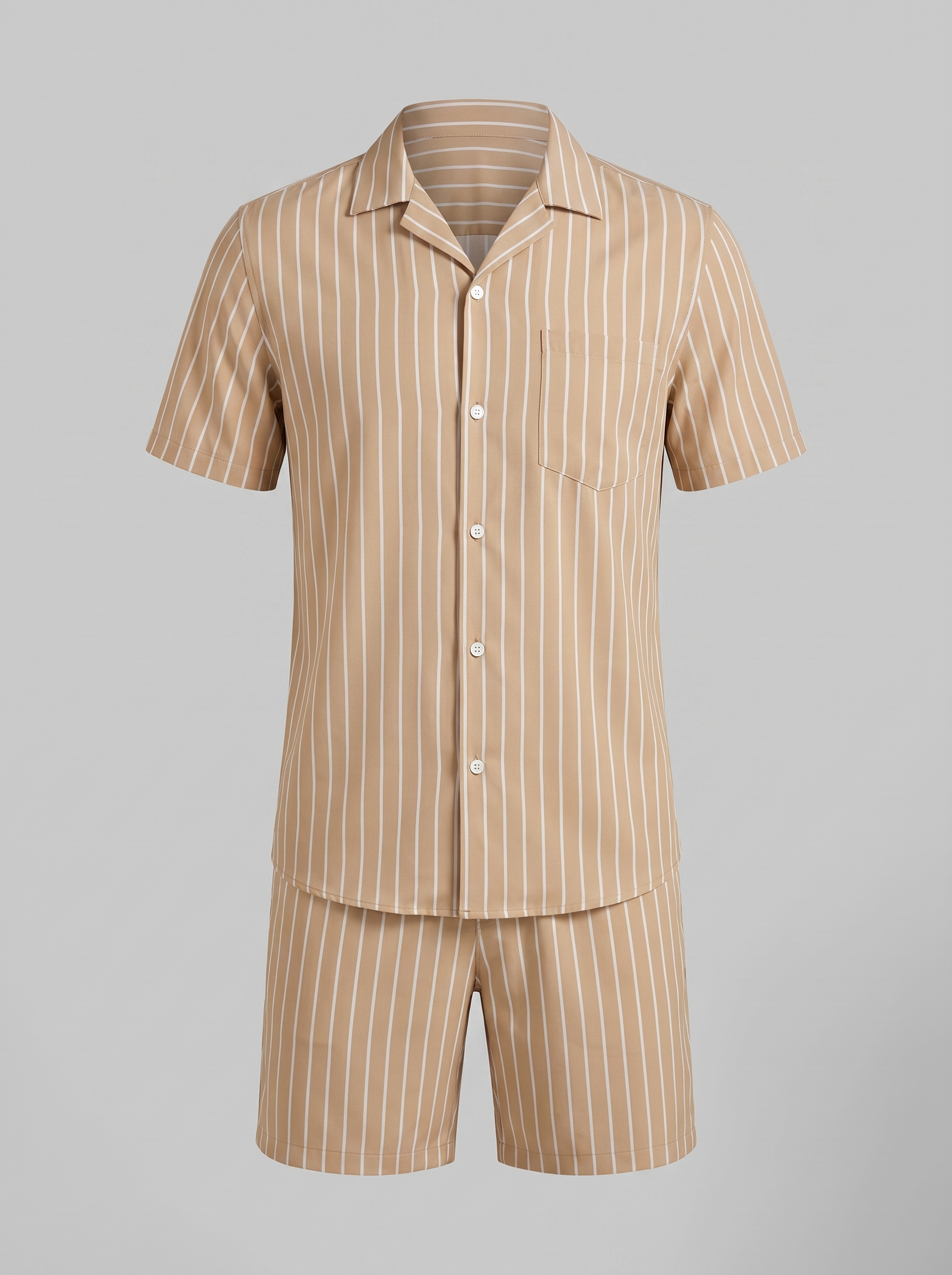 Heren Pinstripe Korte Mouw Co-ord Set Zomer