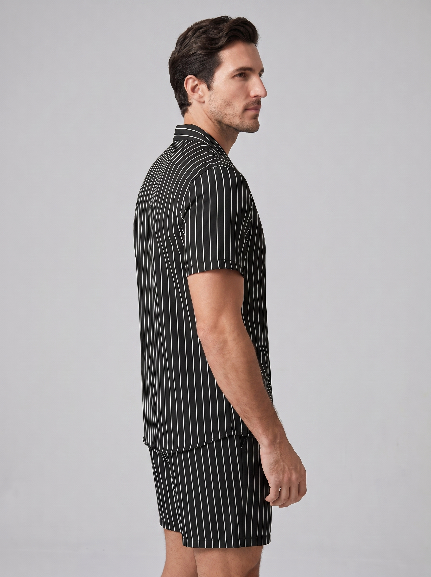 Heren Pinstripe Korte Mouw Co-ord Set Zomer