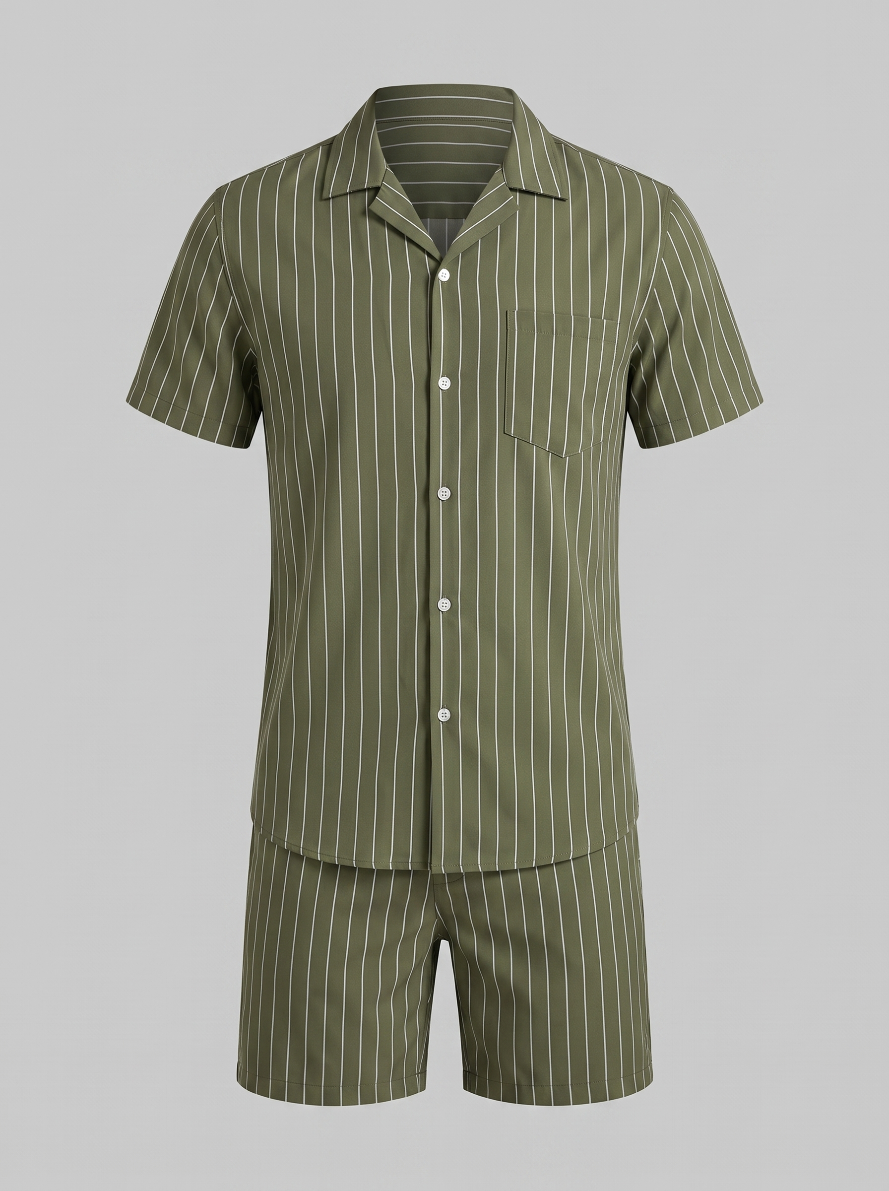 Heren Pinstripe Korte Mouw Co-ord Set Zomer