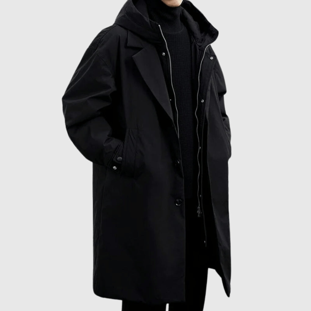 Men's Rain Jacket with Adjustable Hood and Pockets