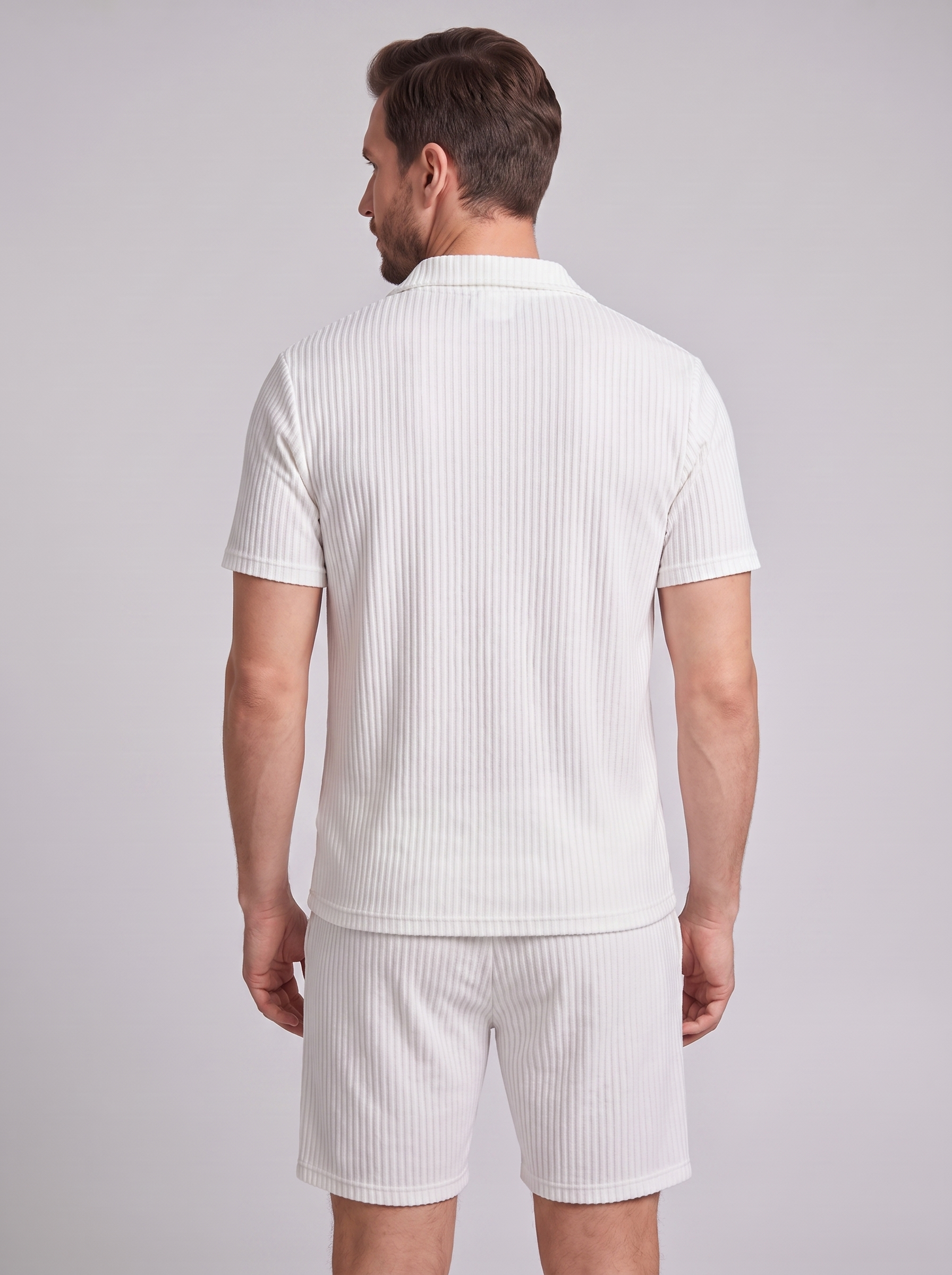 Heren Ribgebreide Polo Set