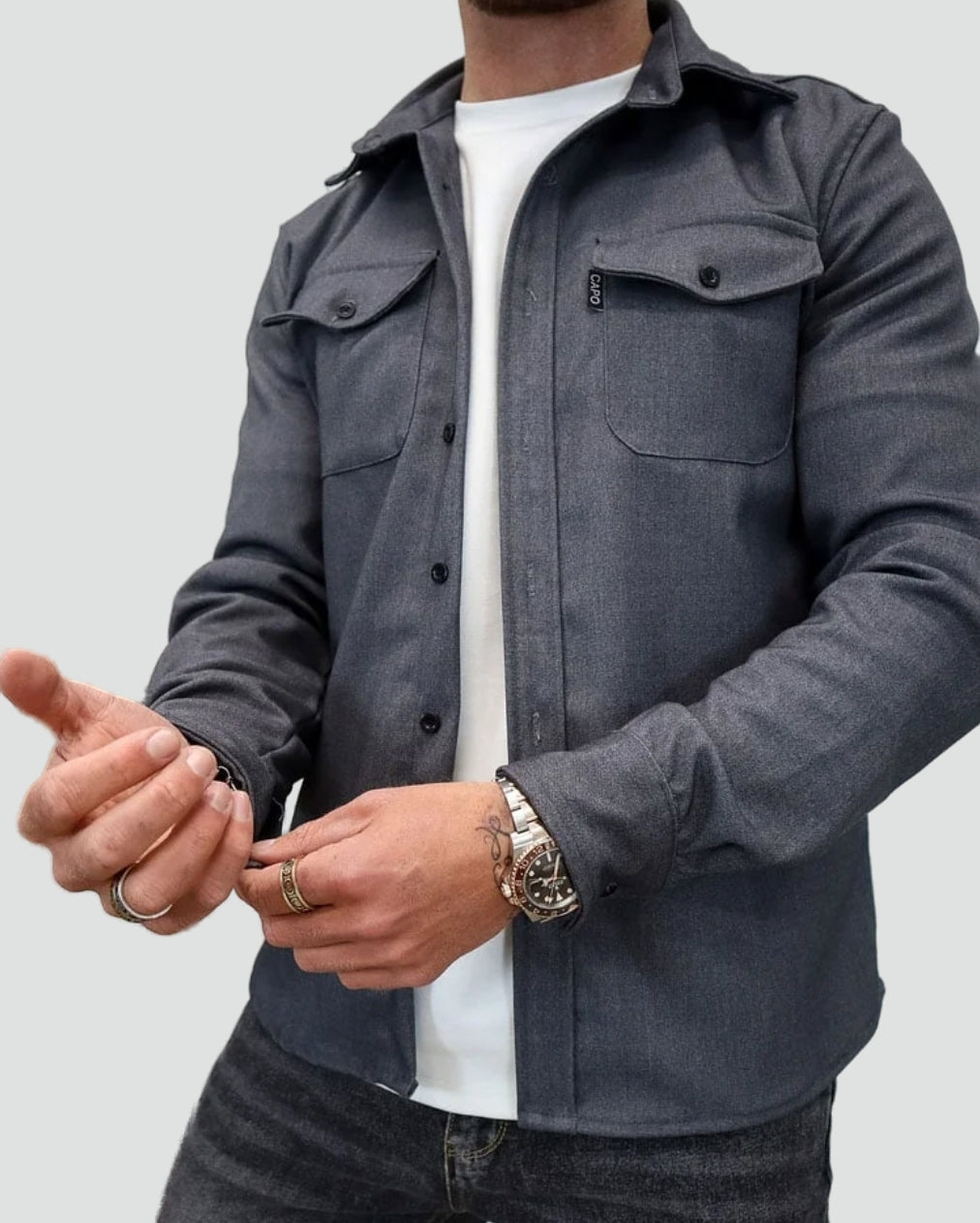 Men's Shirt Jacket with Chest Pockets for Comfortable Autumn Wear