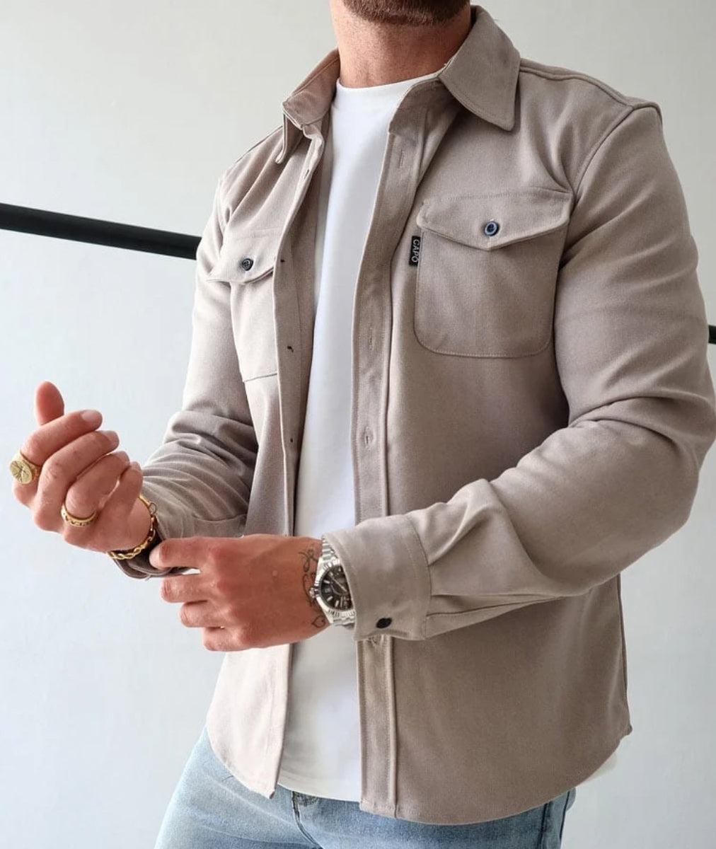 Men's Shirt Jacket with Chest Pockets for Comfortable Autumn Wear