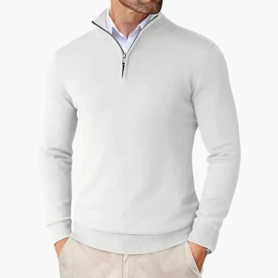 Men's Quarter Zip Sweater with Stand-Up Collar