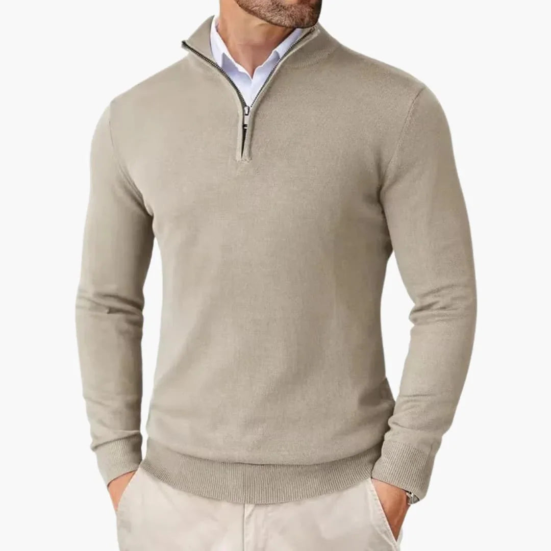 Men's Quarter Zip Sweater with Stand-Up Collar