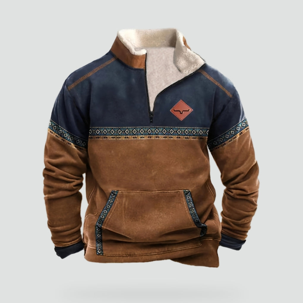 Men's Jumper with Half-Zip and Fleece Lining for a Warm Look