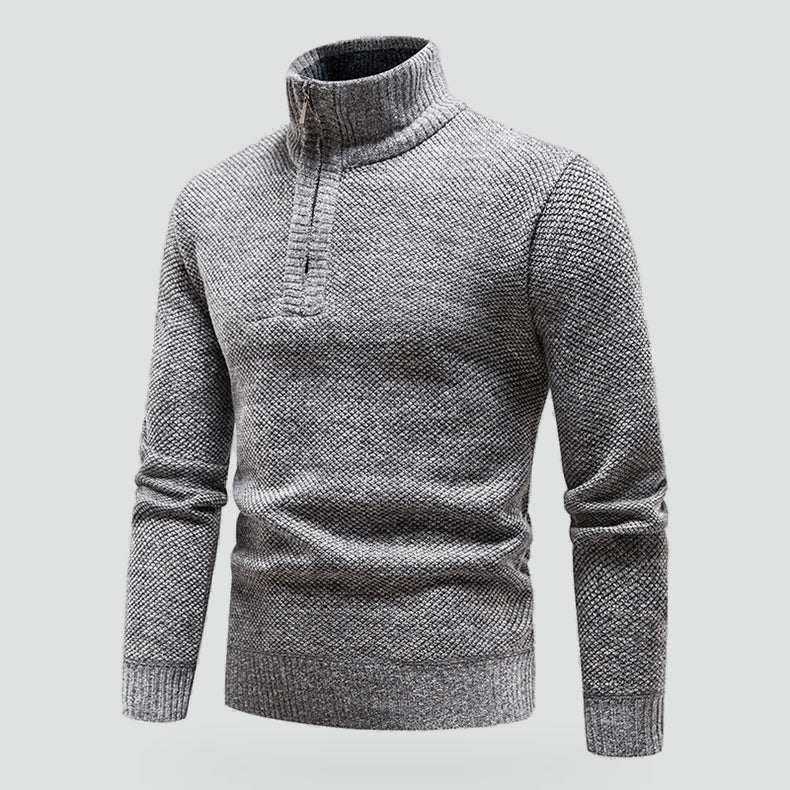 Men's Jumper with Half Zip and Knitted Style for a Casual Look