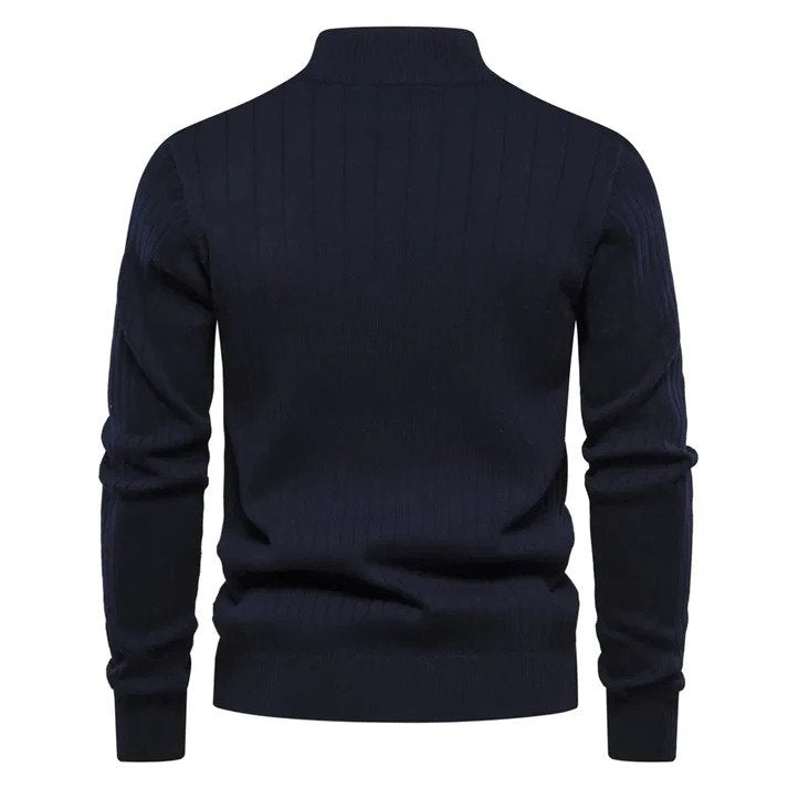 Men's Half-Zip Jumper with Ribbed Pattern
