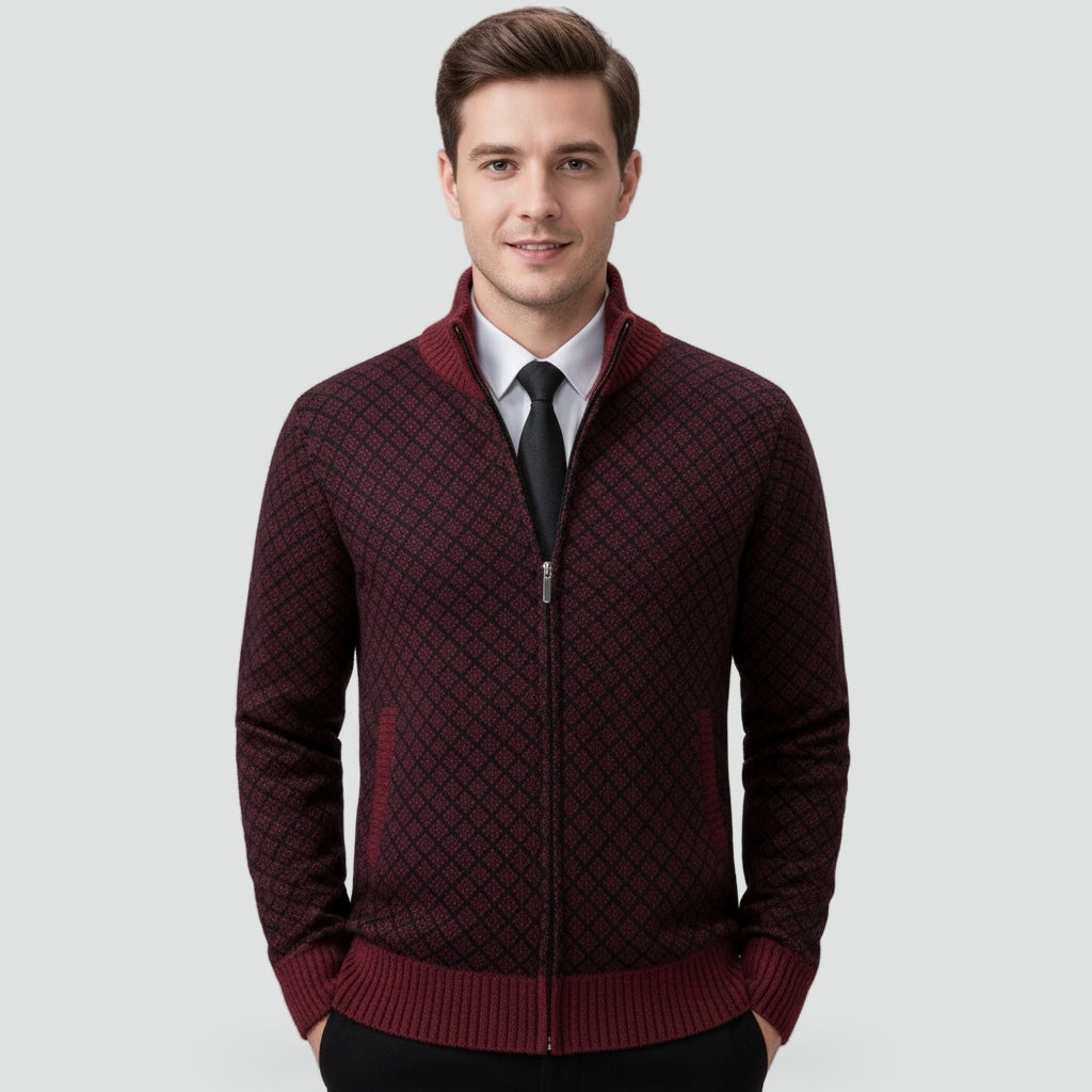 Men's Gilet with Geometric Pattern and Zip for a Stylish Look