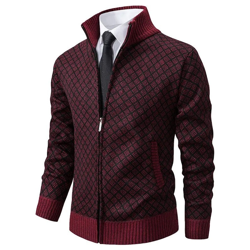 Men's Gilet with Geometric Pattern and Zip for a Stylish Look