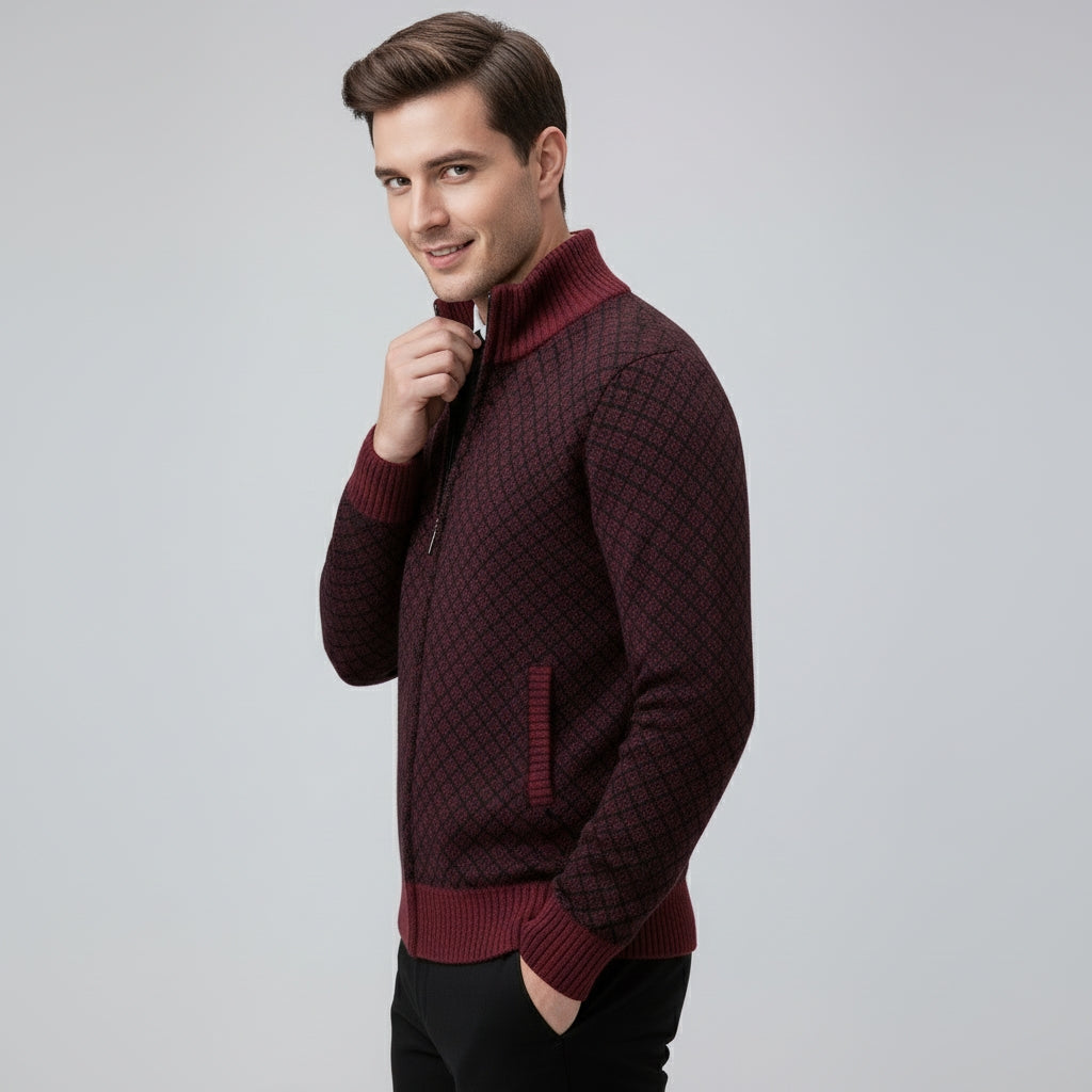 Men's Gilet with Geometric Pattern and Zip for a Stylish Look
