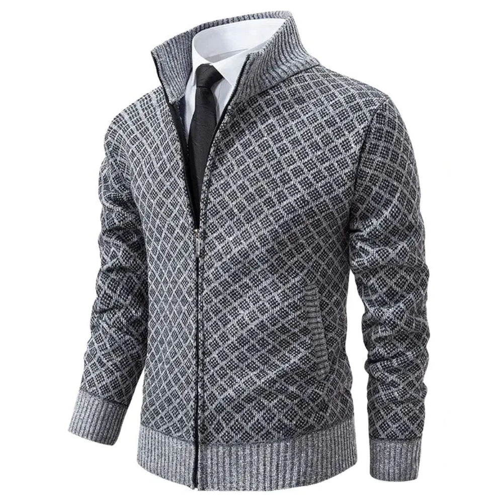 Men's Gilet with Geometric Pattern and Zip for a Stylish Look