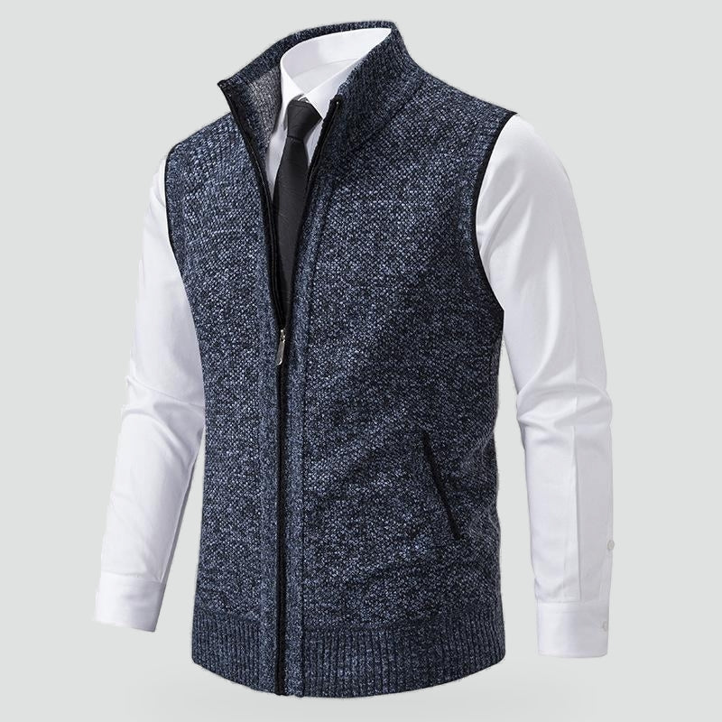 Men's High Collar Soft Wool Gilet for a Stylish Look
