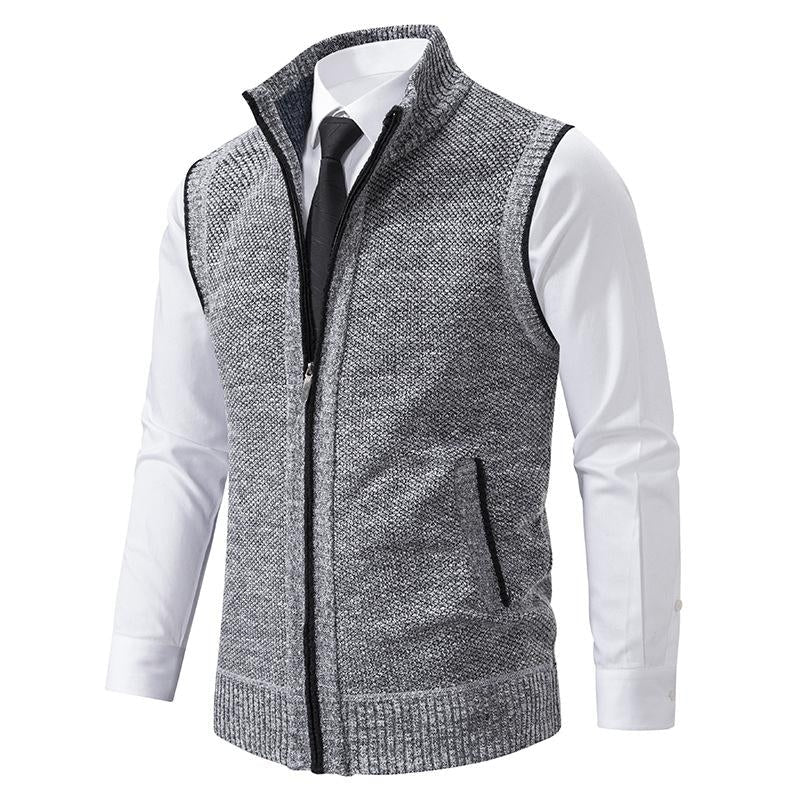 Men's High Collar Soft Wool Gilet for a Stylish Look