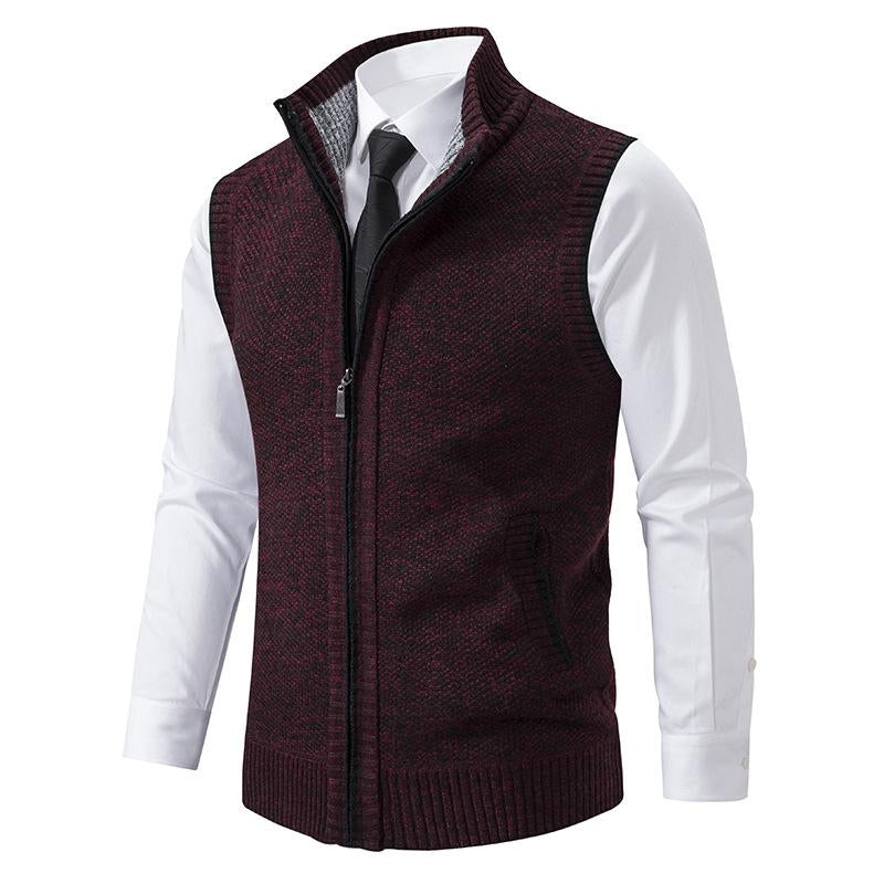 Men's High Collar Soft Wool Gilet for a Stylish Look