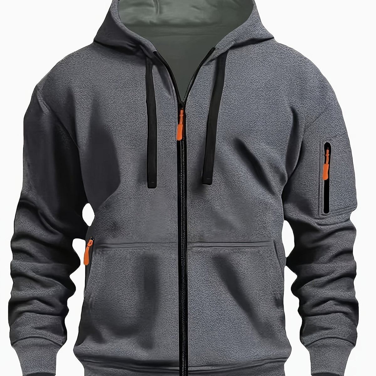 Men's Zip-Up Hoodie with Side Pocket