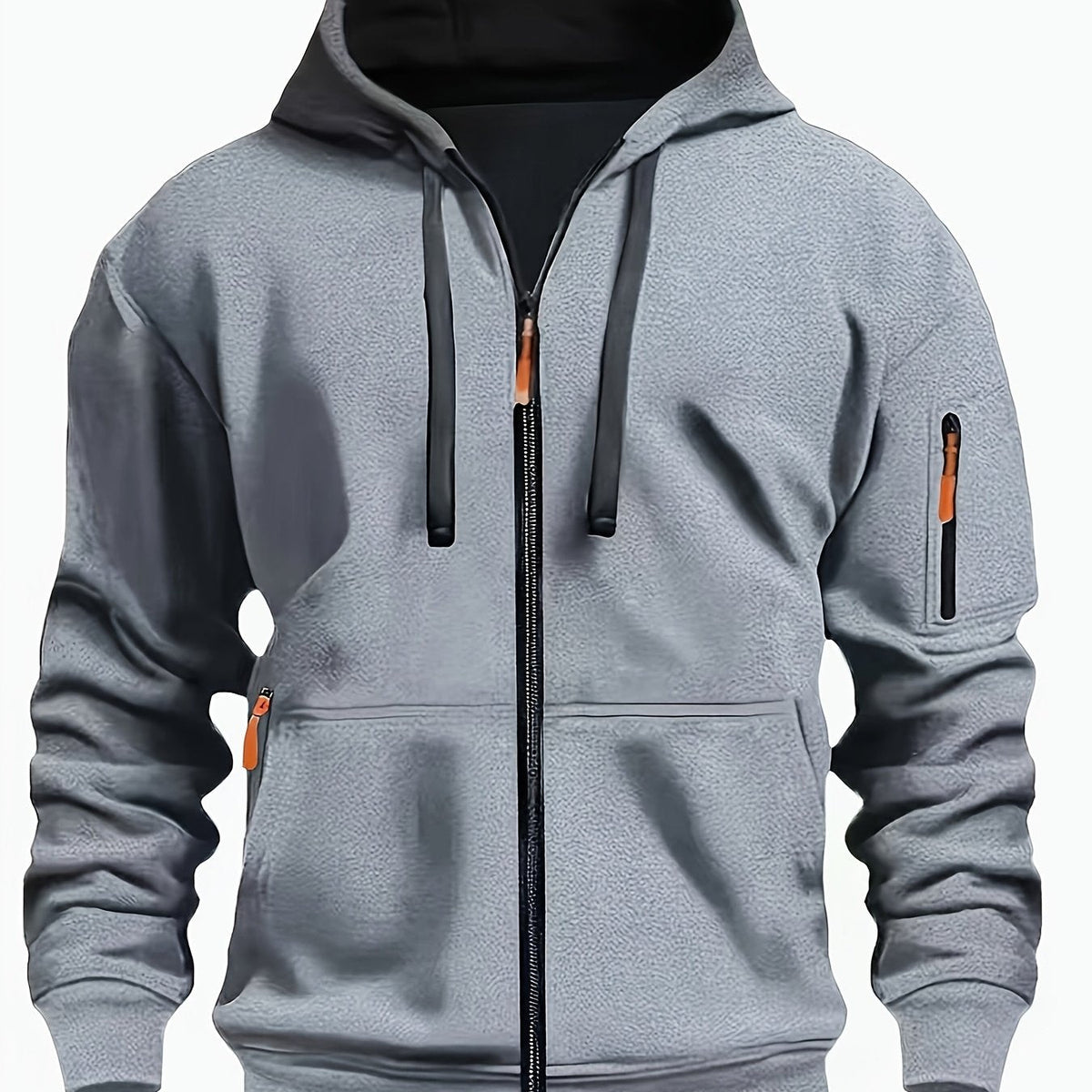 Men's Zip-Up Hoodie with Side Pocket