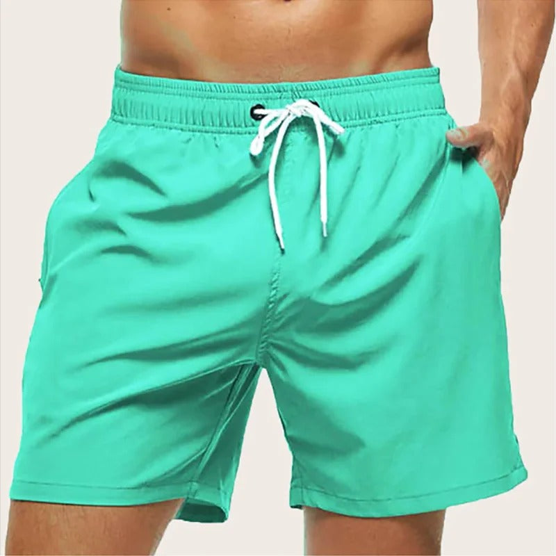 Men's Quick-Dry Swim Shorts with Elastic Waistband for the Beach