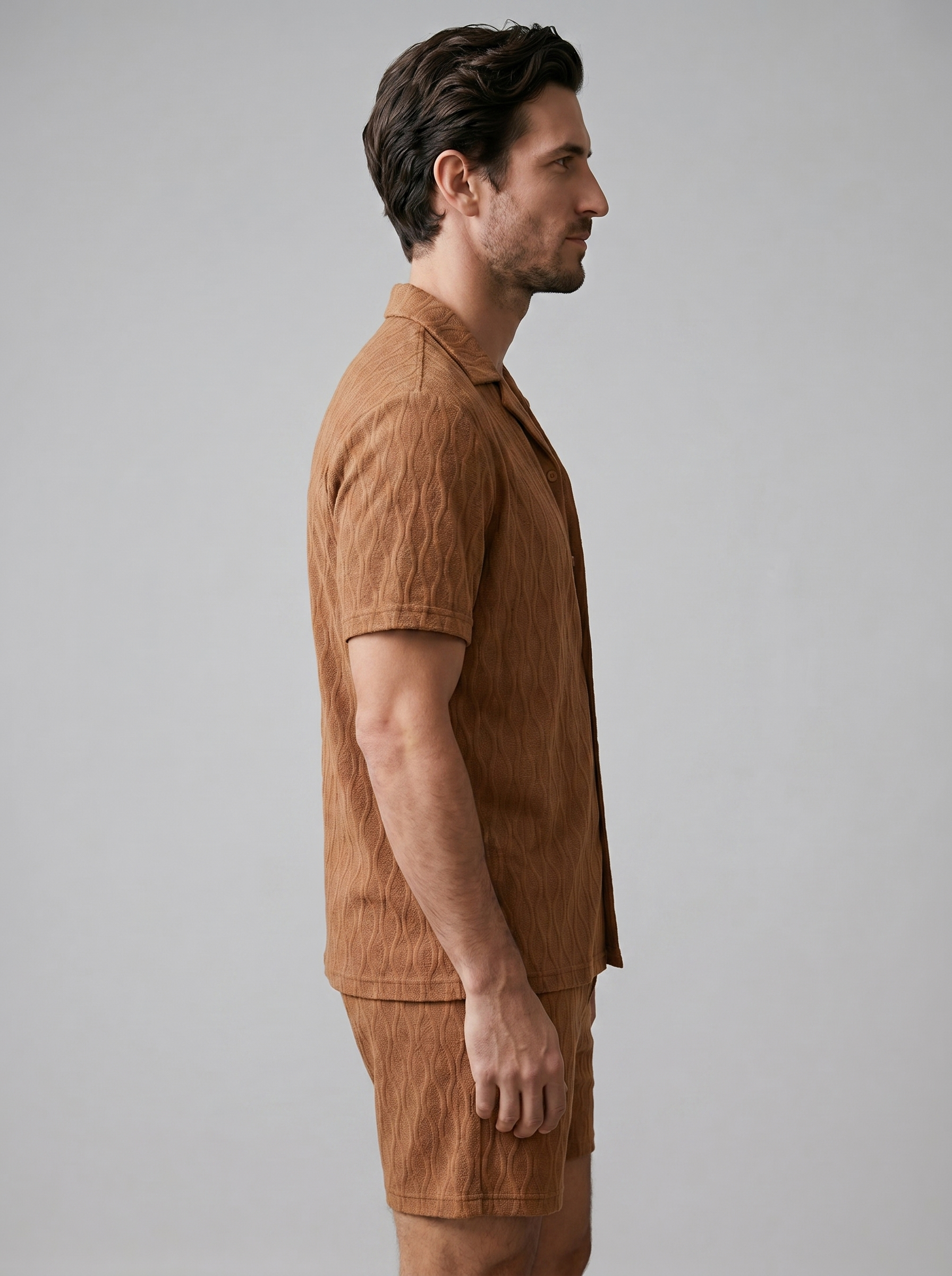 Men's Camp Shirt Shorts Jacquard Wave Summer