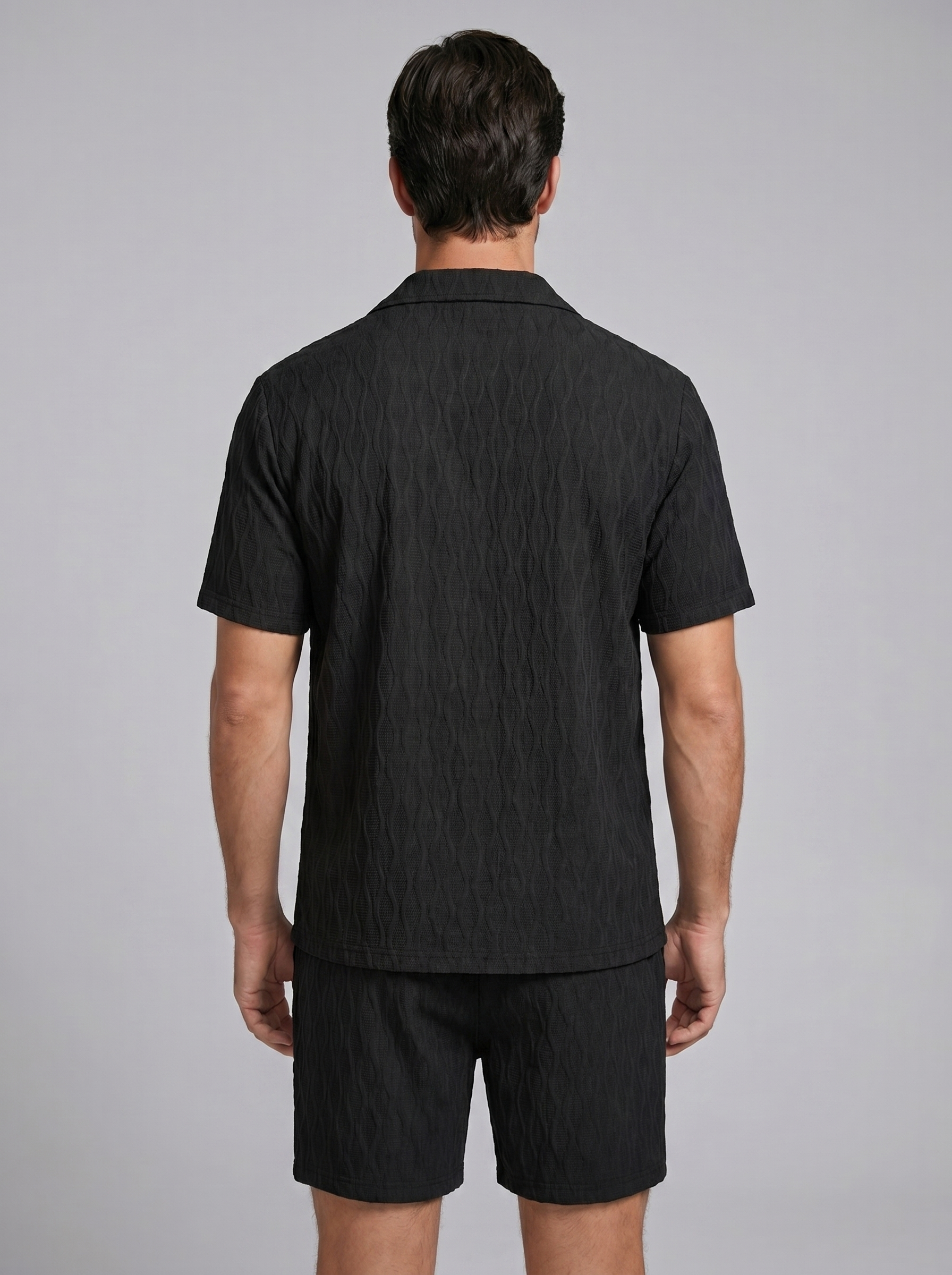 Men's Camp Shirt Shorts Jacquard Wave Summer