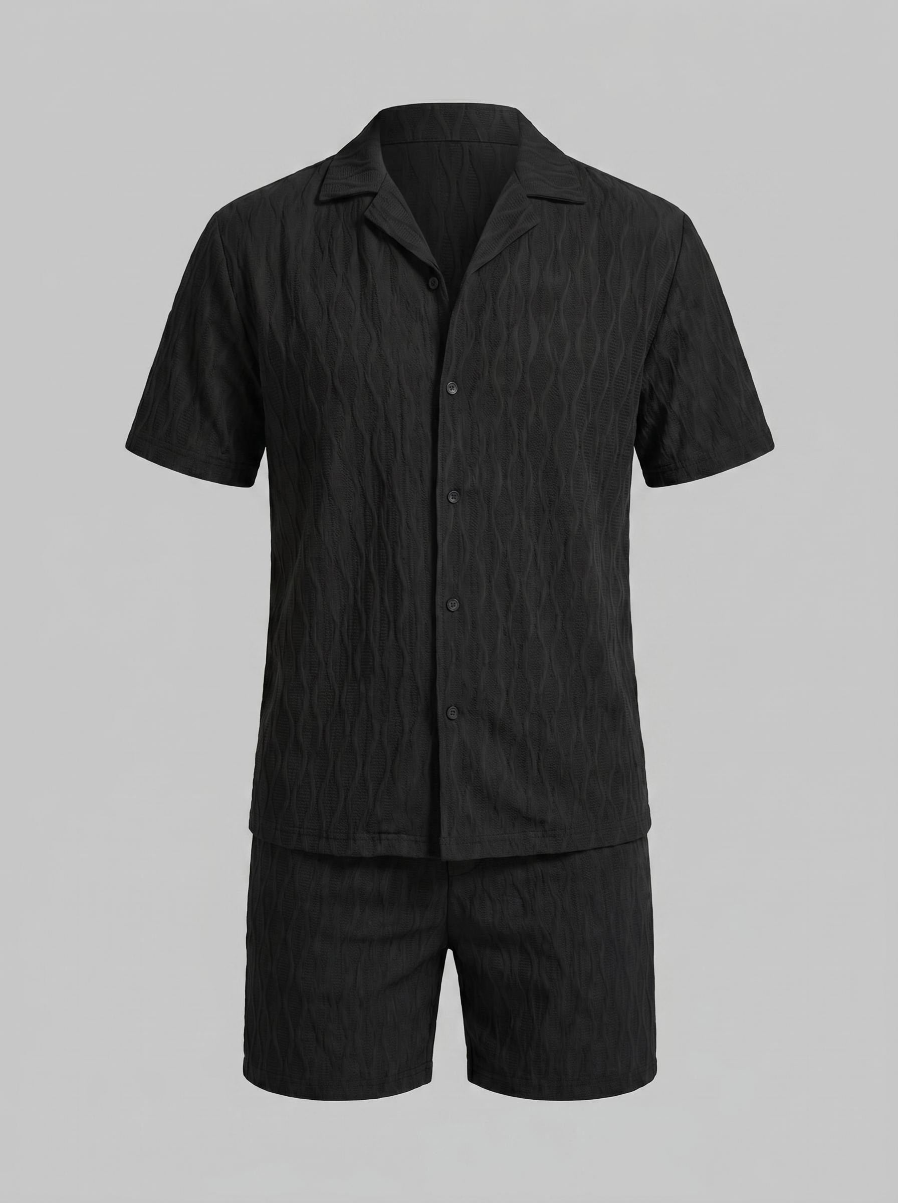 Men's Camp Shirt Shorts Jacquard Wave Summer