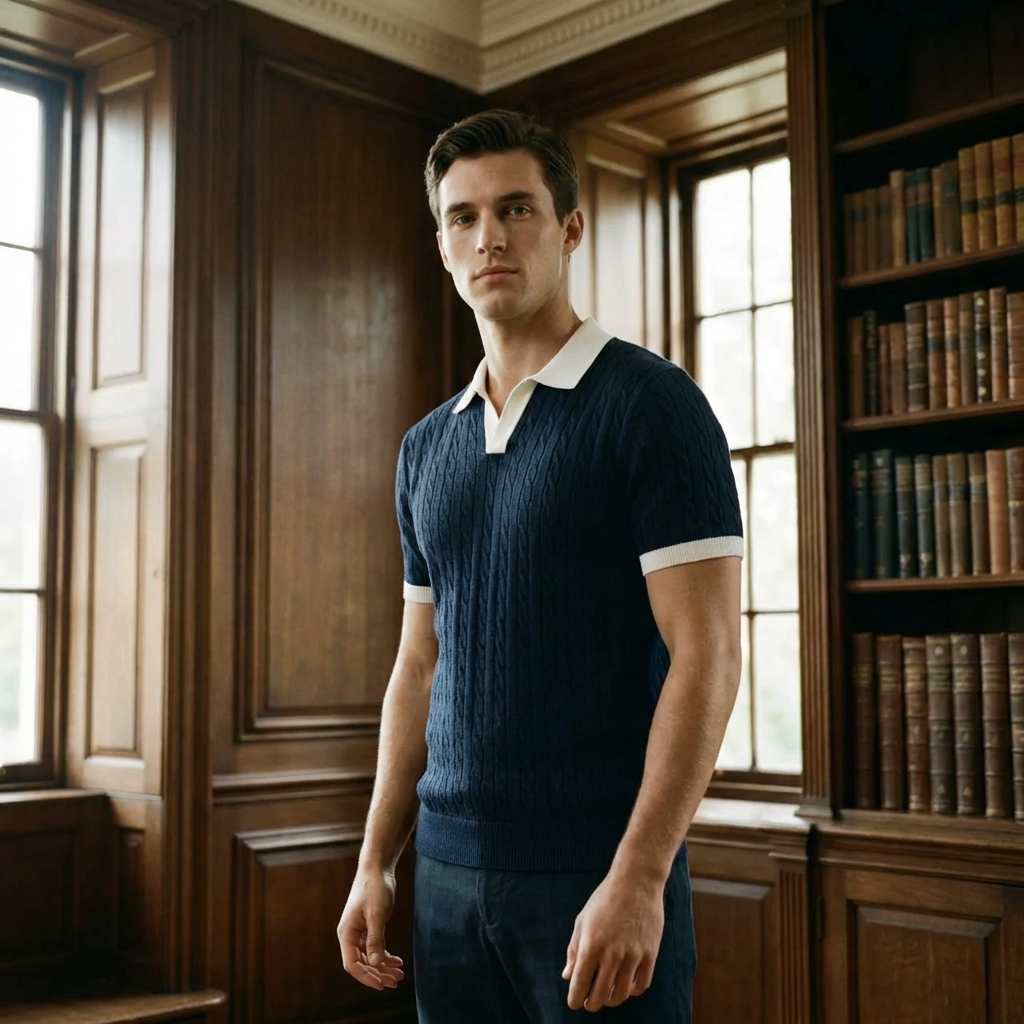 OLDMONEYLOOK | Men’s Classic Summer Knit Polo Shirt