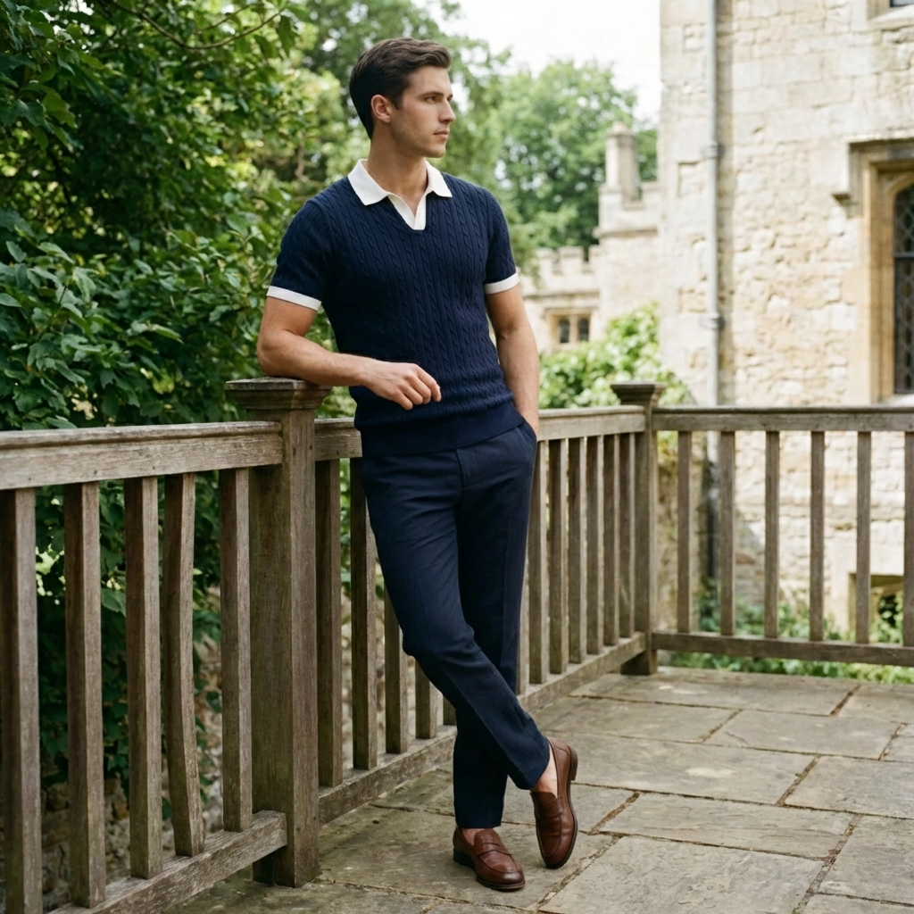 OLDMONEYLOOK | Men’s Classic Summer Knit Polo Shirt