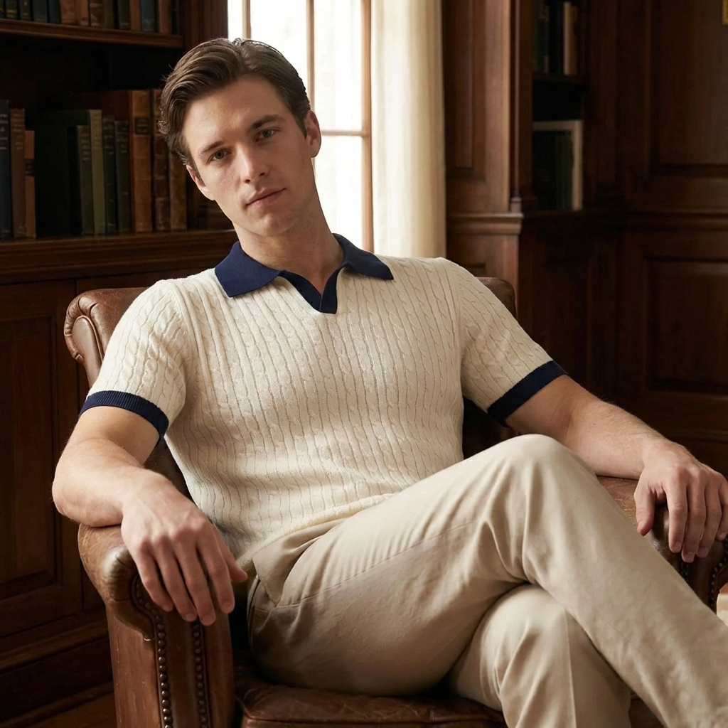 OLDMONEYLOOK | Men’s Classic Summer Knit Polo Shirt