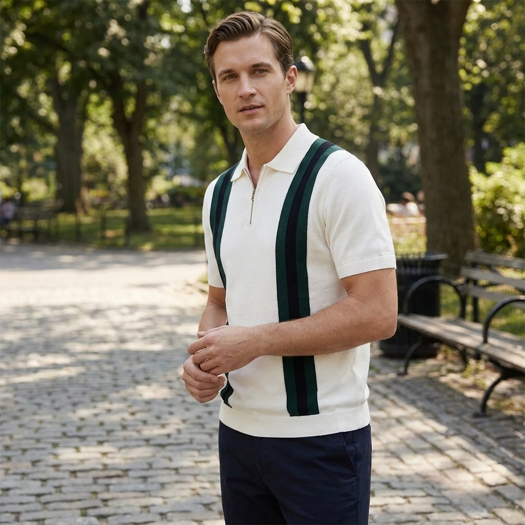 OLDMONEYLOOK | Men’s Refined Knit Zip Polo