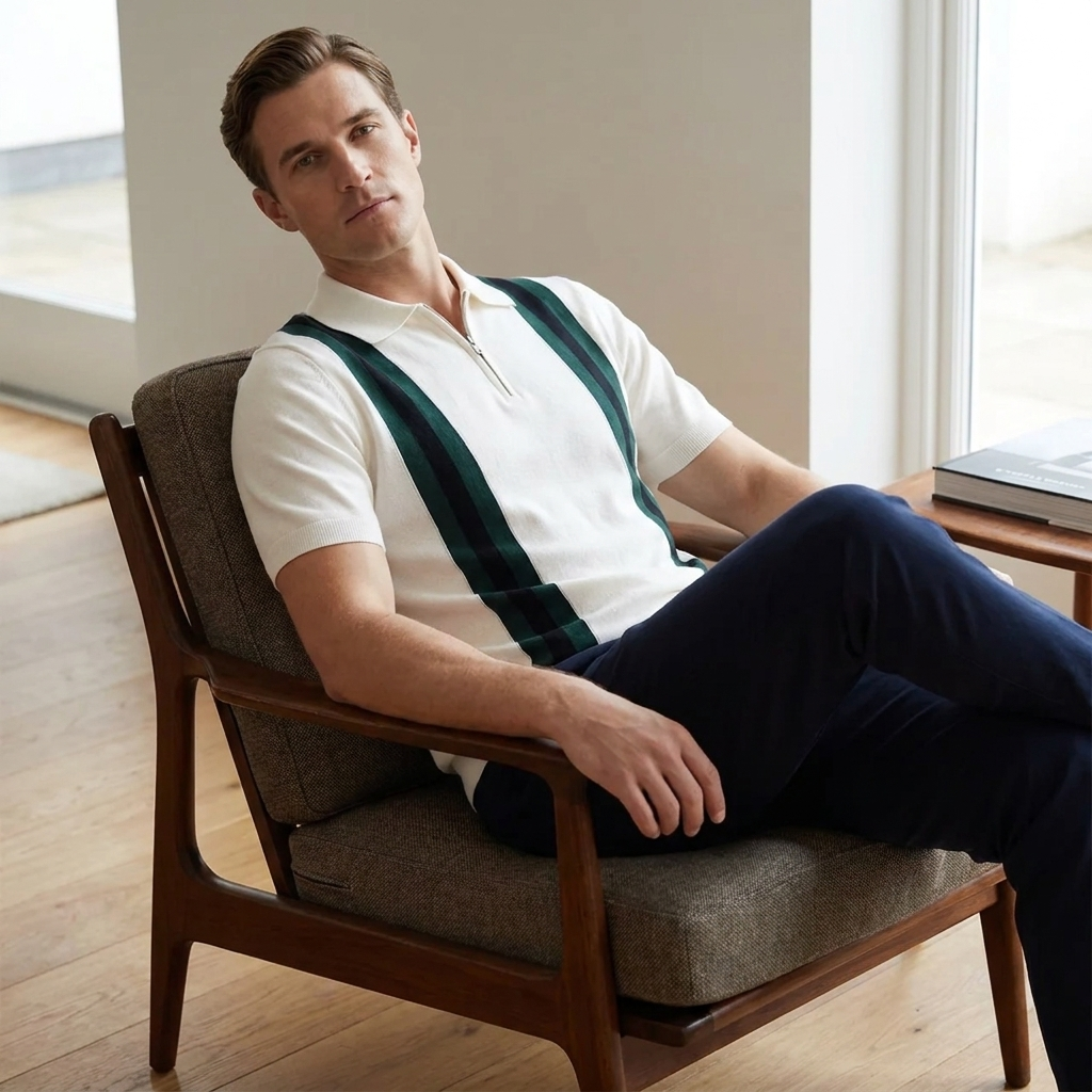 OLDMONEYLOOK | Men’s Refined Knit Zip Polo